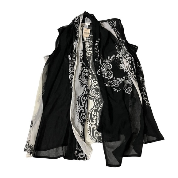 Cold Water Creek Butterfly Sheer Scarf Black & White Floral Scarf Arm Holes NWT - Picture 8 of 10